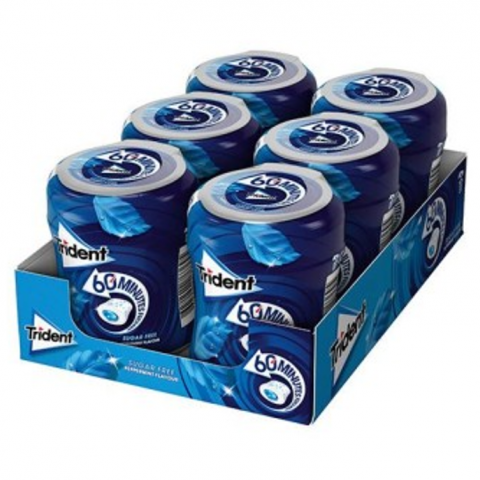 TRIDENT BOTTLE 60 MINUTOS PEPPERMINT 6X82,6G