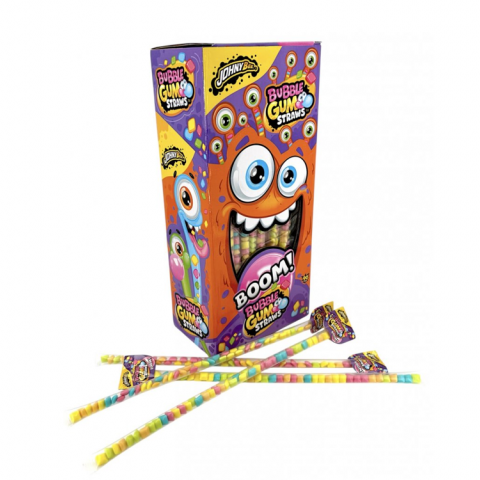 JOHNY BEE BUBBLE GUM STRAWS 90 UN