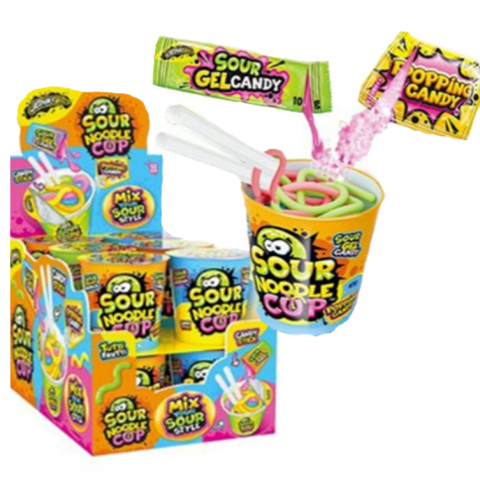 JOHNY BEE NOODLE SOUR  CUP CANDY 12 UN